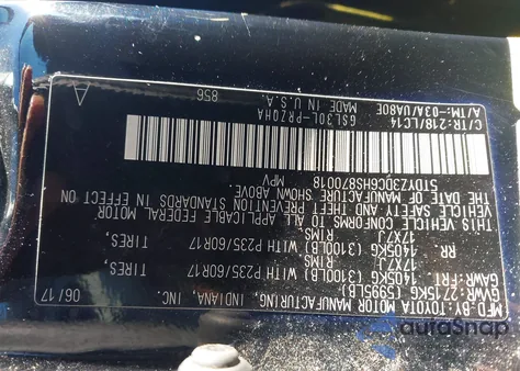 2017 Toyota Sienna Xle Premium 8 Passenger z USA, uszkodzony, nr VIN 5TDYZ3DC6HS870018